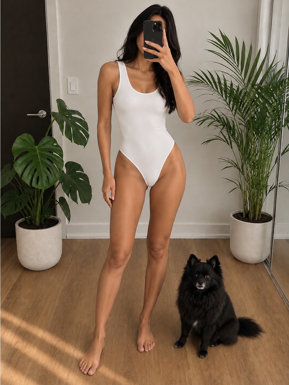 🌼 Wilfred Free - White Scoop Neck One-Piece Bodysuit - Sz S